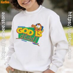 god is dead garfield white sweatshirt for kid boy