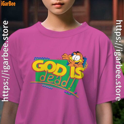 god is dead garfield youth girl pink t shirt