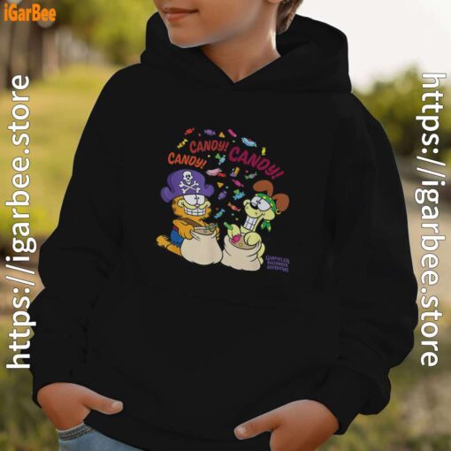 halloween garfield eat candy it’s lifestyle black hoodie for kid boy