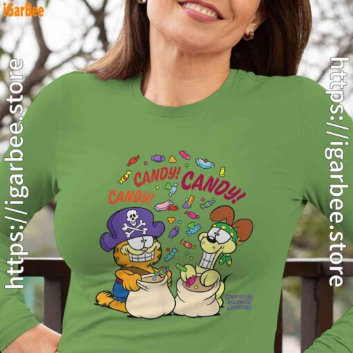 halloween garfield eat candy it’s lifestyle female green long sleeve women
