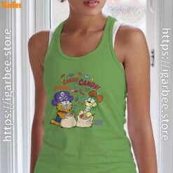 halloween garfield eat candy it’s lifestyle green tank top women
