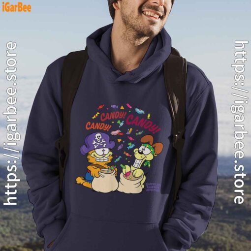 halloween garfield eat candy it’s lifestyle male navy men hoodie