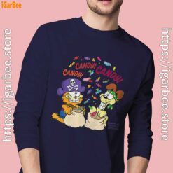 halloween garfield eat candy it’s lifestyle men navy long sleeve