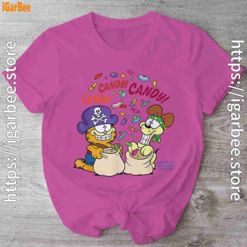 halloween garfield eat candy it’s lifestyle pink shirt