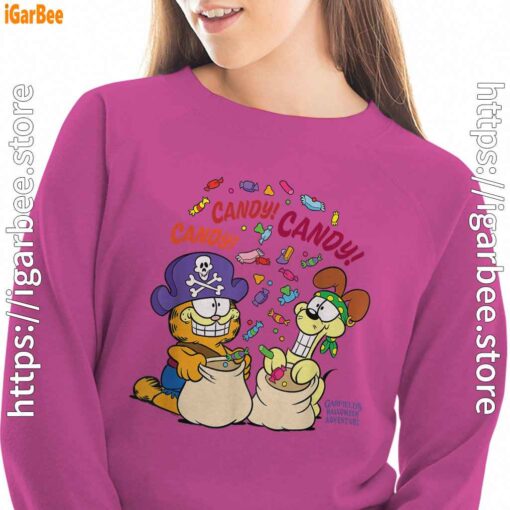 halloween garfield eat candy it’s lifestyle pink women sweatshirt