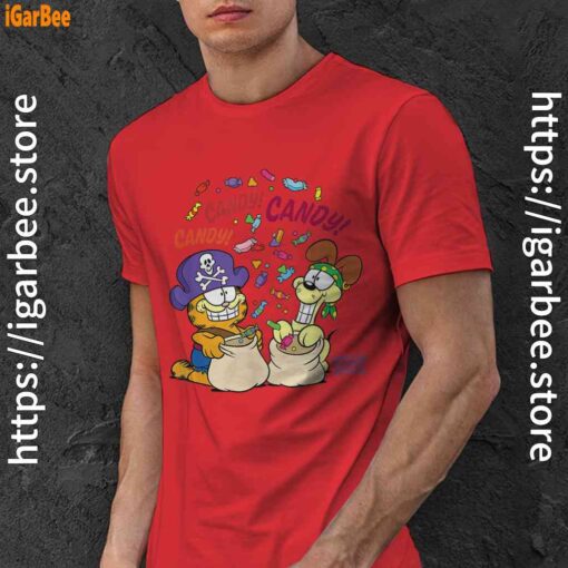 halloween garfield eat candy it’s lifestyle red men shirt