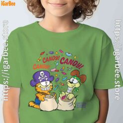 halloween garfield eat candy it’s lifestyle tee green for youth boy