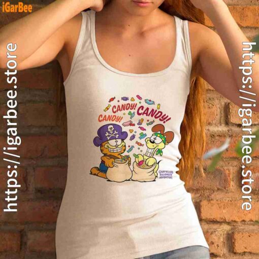 halloween garfield eat candy it’s lifestyle women white tank top