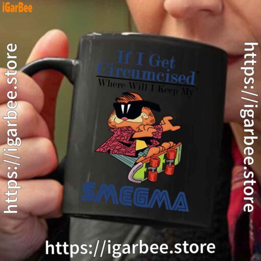 if i get circumcised garfield black coffee mug