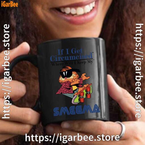 if i get circumcised garfield black mug