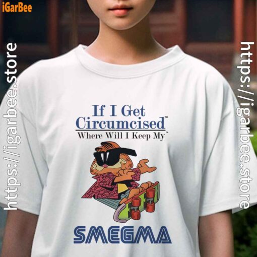 if i get circumcised garfield kids girl white tee female