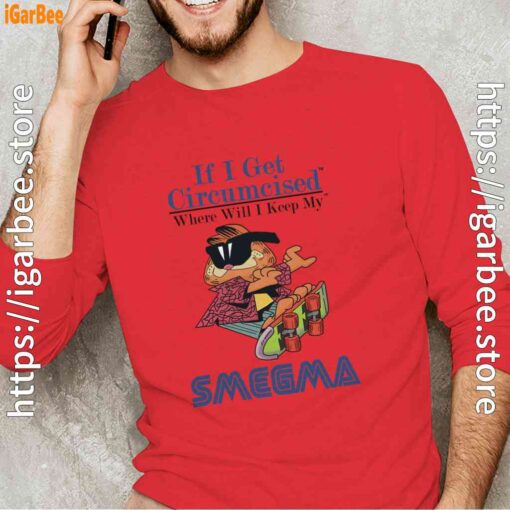 if i get circumcised garfield red long sleeve for man
