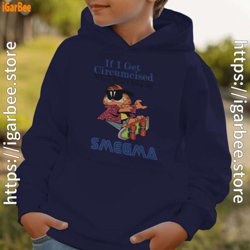if i get circumcised garfield youth kid navy hoodie