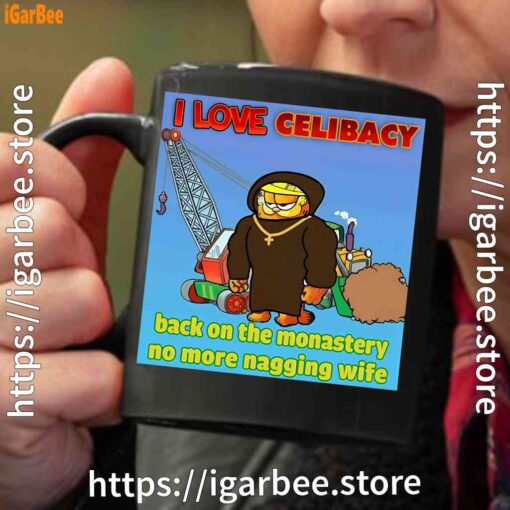 love celibacy garfield black coffee mug