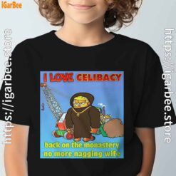 love celibacy garfield black t shirt for kids boy