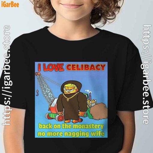 love celibacy garfield black t shirt for kids boy