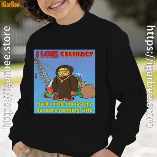 love celibacy garfield boy with black sweatshirt
