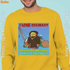 love celibacy garfield man with yellow sweatshirt
