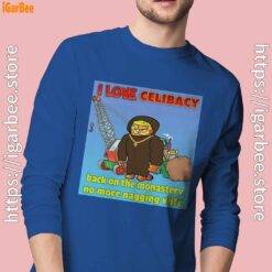 love celibacy garfield men's blue long sleeve