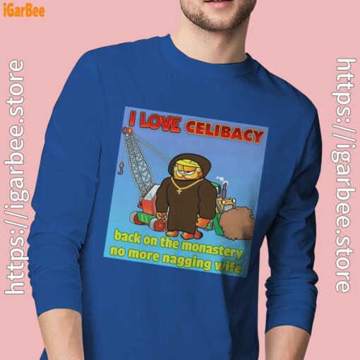 love celibacy garfield men's blue long sleeve