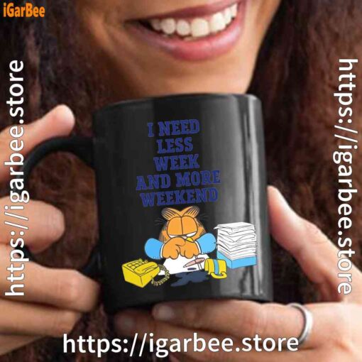 need less week and more weekend garfield black mug