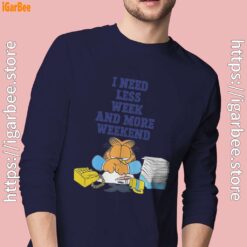 need less week and more weekend garfield men navy long sleeve