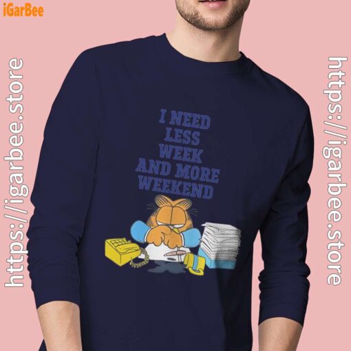 need less week and more weekend garfield men navy long sleeve
