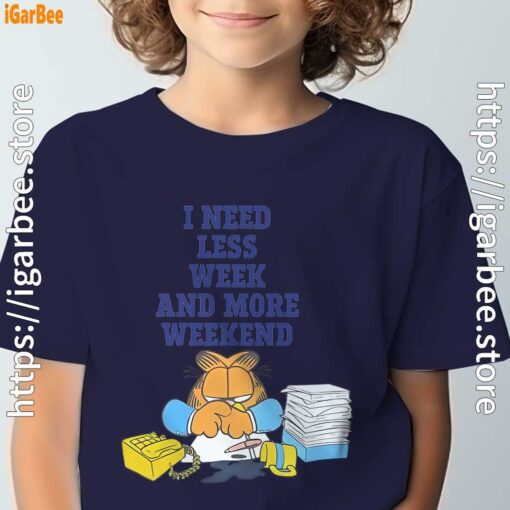 need less week and more weekend garfield navy boy's t shirt
