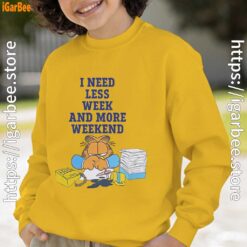 need less week and more weekend garfield yellow sweatshirt youth boy