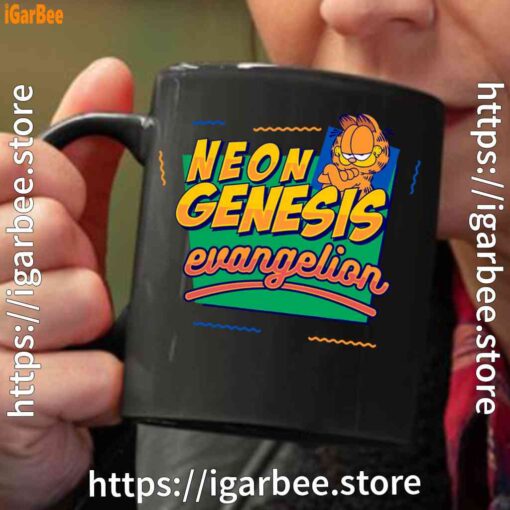 neon genesis evangelion garfield black coffee mug