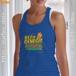 neon genesis evangelion garfield blue tank top with women