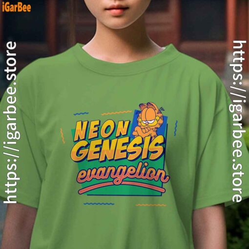 neon genesis evangelion garfield female green tee for girl