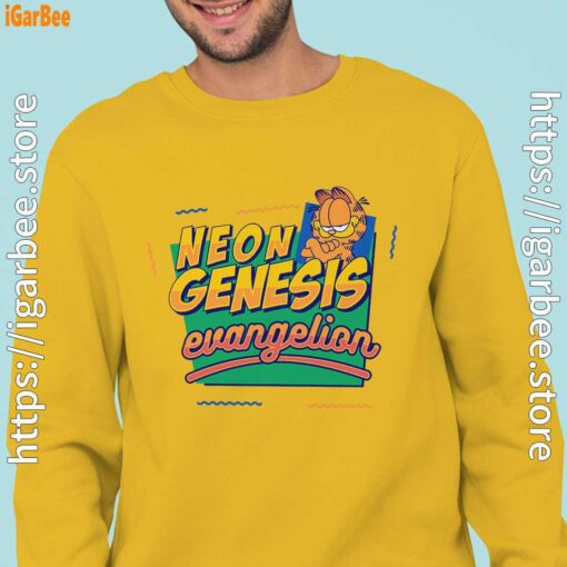 neon genesis evangelion garfield man with yellow sweatshirs