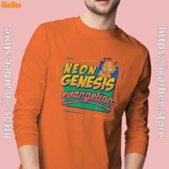 neon genesis evangelion garfield orange long sleeve for men