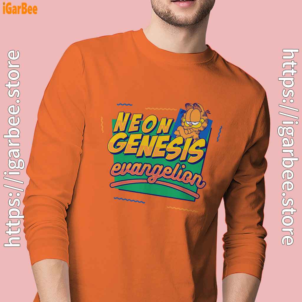 neon genesis evangelion garfield orange long sleeve for men neon genesis evangelion garfield orange long sleeve for men