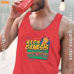 neon genesis evangelion garfield red tank tops for men