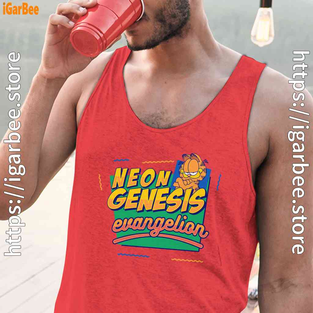 neon genesis evangelion garfield red tank tops for men neon genesis evangelion garfield red tank tops for men