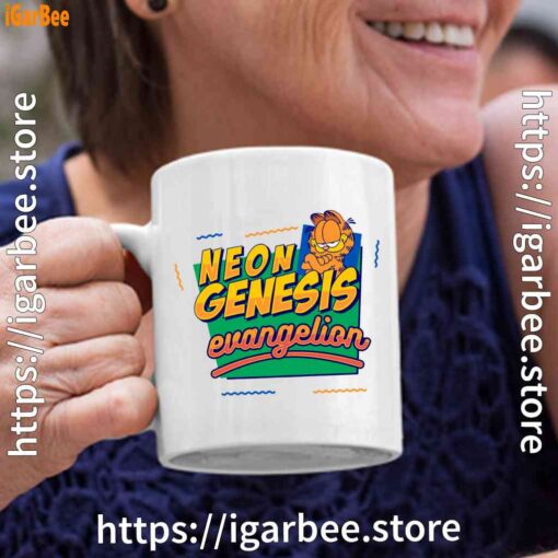 neon genesis evangelion garfield white coffee mug