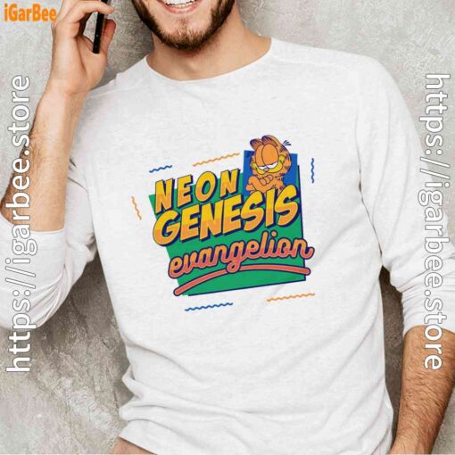 neon genesis evangelion garfield white long sleeve for male