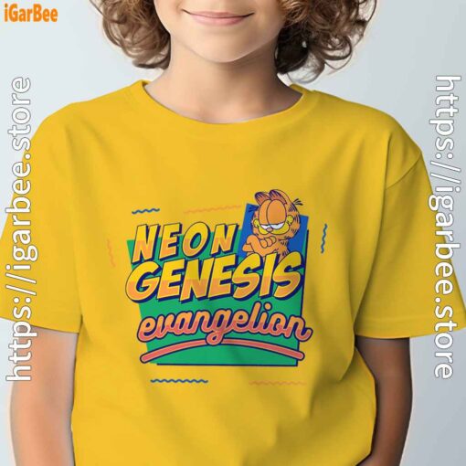 neon genesis evangelion garfield yellow t shirt for kid boy