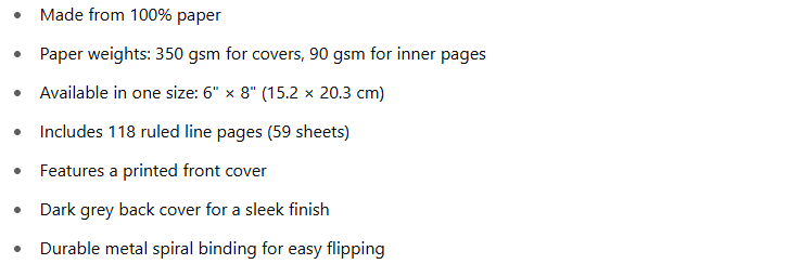 notebook product details notebook product details