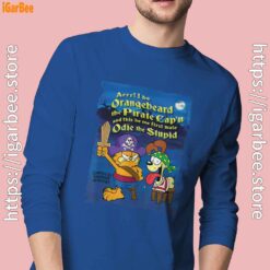 ripple junction garfield arrr men's blue long sleeve