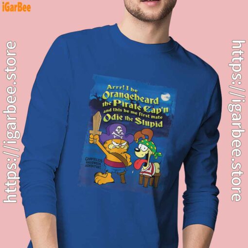 ripple junction garfield arrr men's blue long sleeve