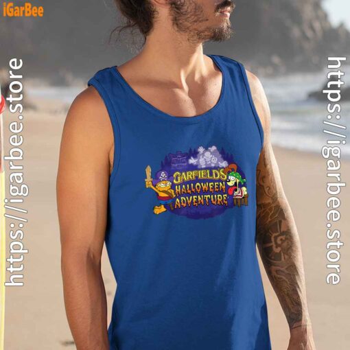 ripple junction garfield halloween adventure blue tank top for men