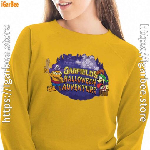 ripple junction garfield halloween adventure yellow sweatshirt for women