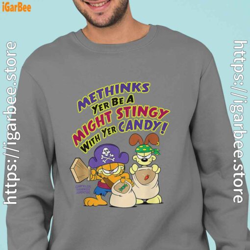 ripple junction garfield might stingy with yer candy men gray sweatshirts