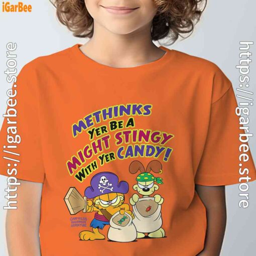 ripple junction garfield might stingy with yer candy orange tee kids boy