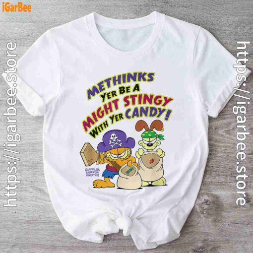 ripple junction garfield might stingy with yer candy white t shirt
