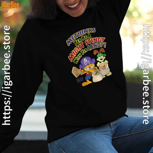 ripple junction garfield might stingy with yer candy women black hoodie