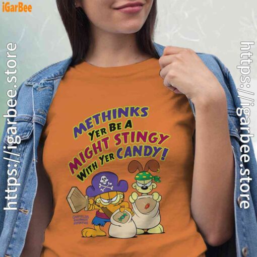 ripple junction garfield might stingy with yer candy women orange t shirt